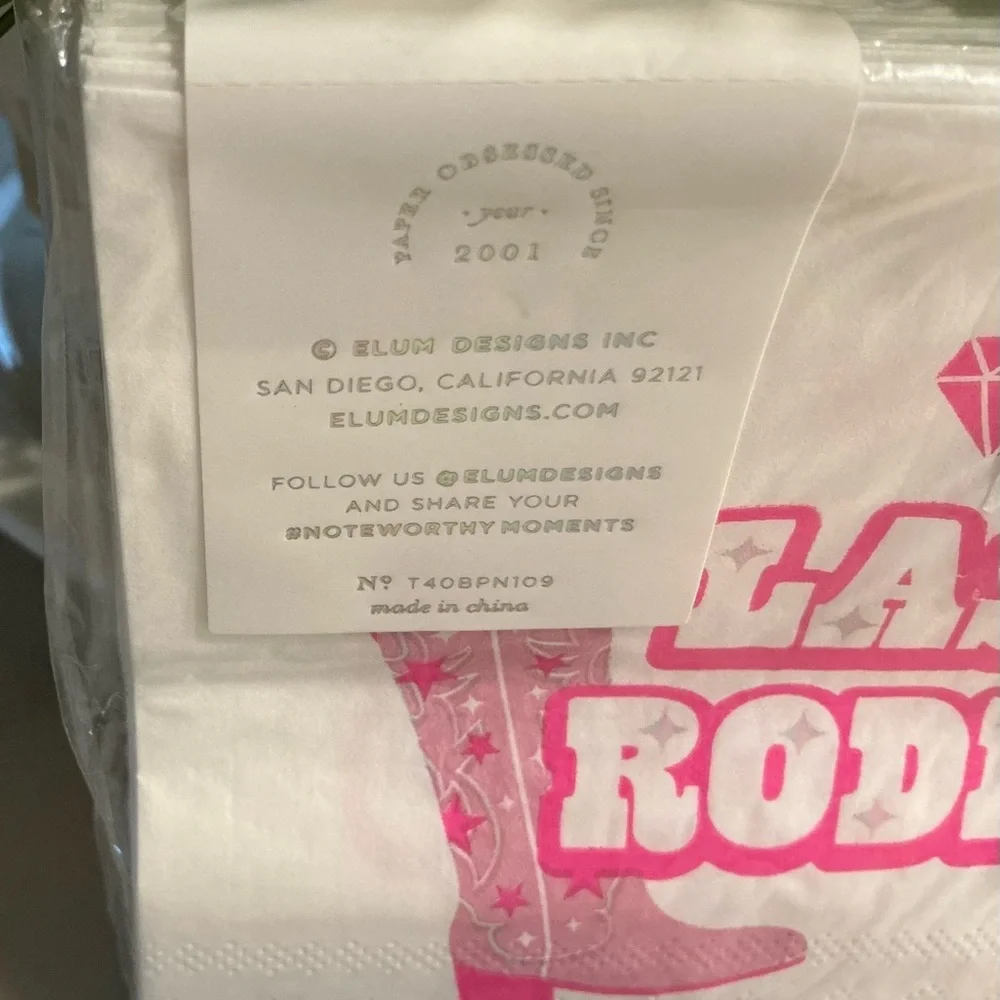 Last Rodeo Bachelorette Cocktails Napkins NWT